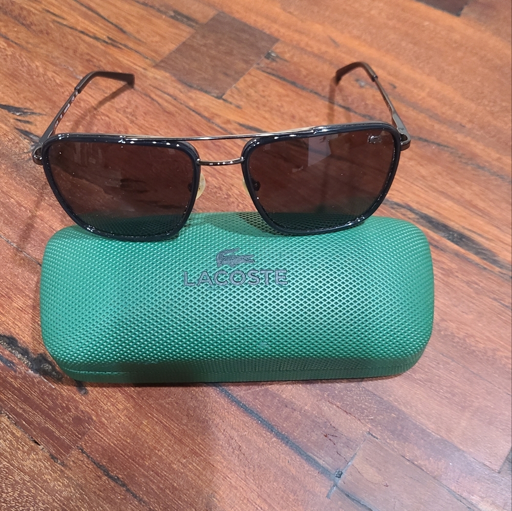 Lacoste Men's Black/Silver Sunglasses